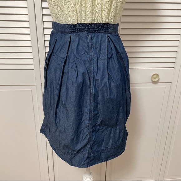 Anthropologie HD in Paris Ivory Chambray Lace and Denim Dress Country Size 8 - Picture 7 of 15